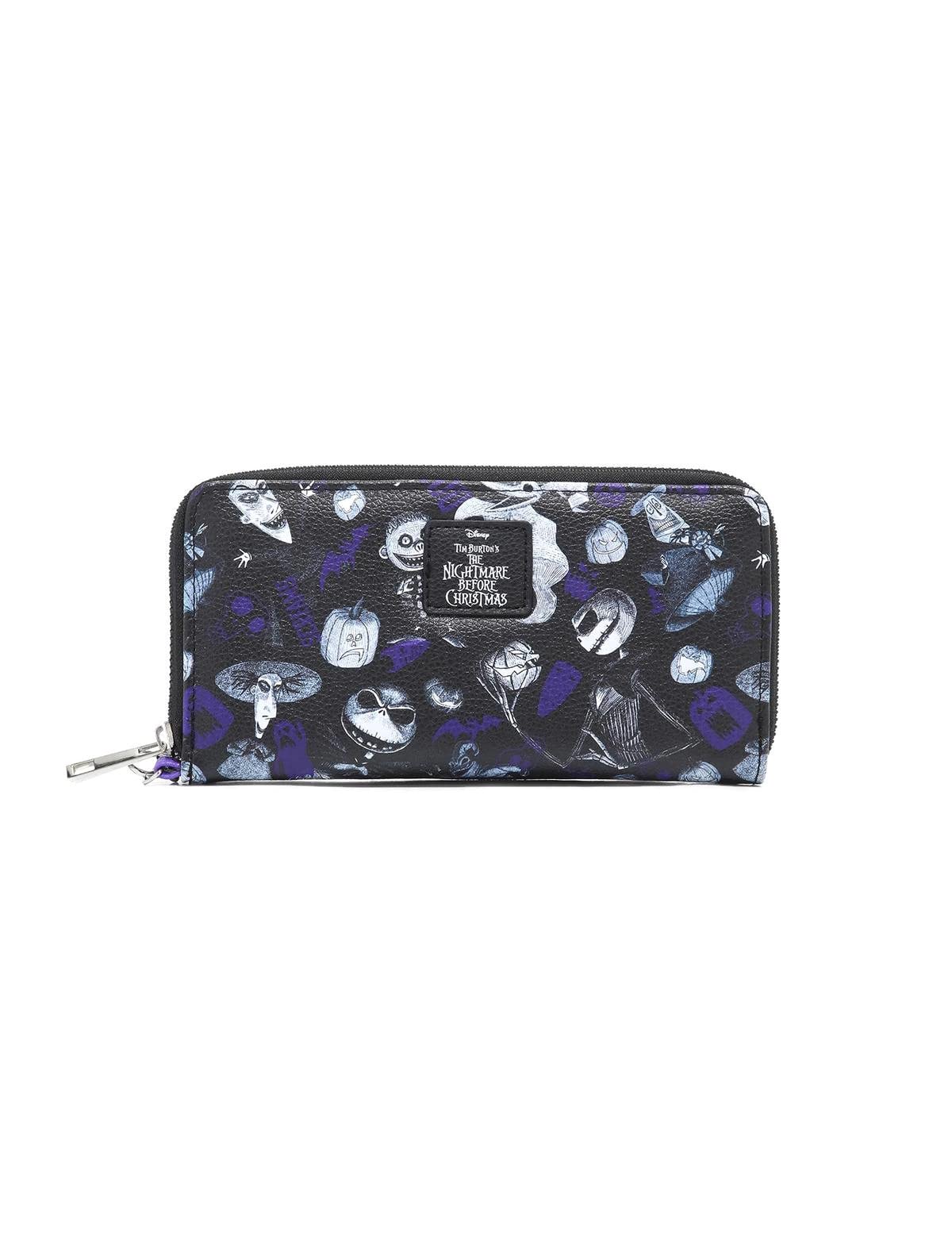 The Nightmare Before Christmas Sketch Tech Wallet - Slim RFID Blocking Bifold Wallet for Men & Women - Perfect for Halloween, Christmas Gifts & Everyday Use