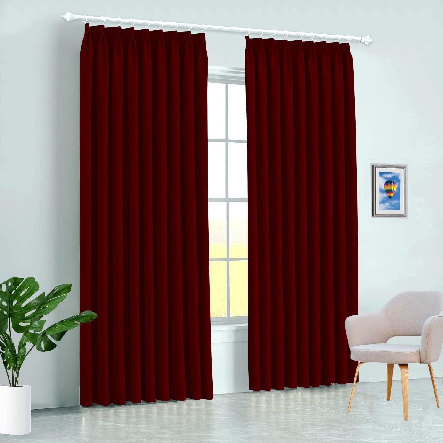 LITTLE BIRD Blackout Double Pinch Pleated Curtains 84x108 Inches - Burgundy Red Room Darkening Window Drapes for Living Room & Bedroom with Hooks | Perfect for Home Theater, Nursery & Light-Sensitive Sleepers