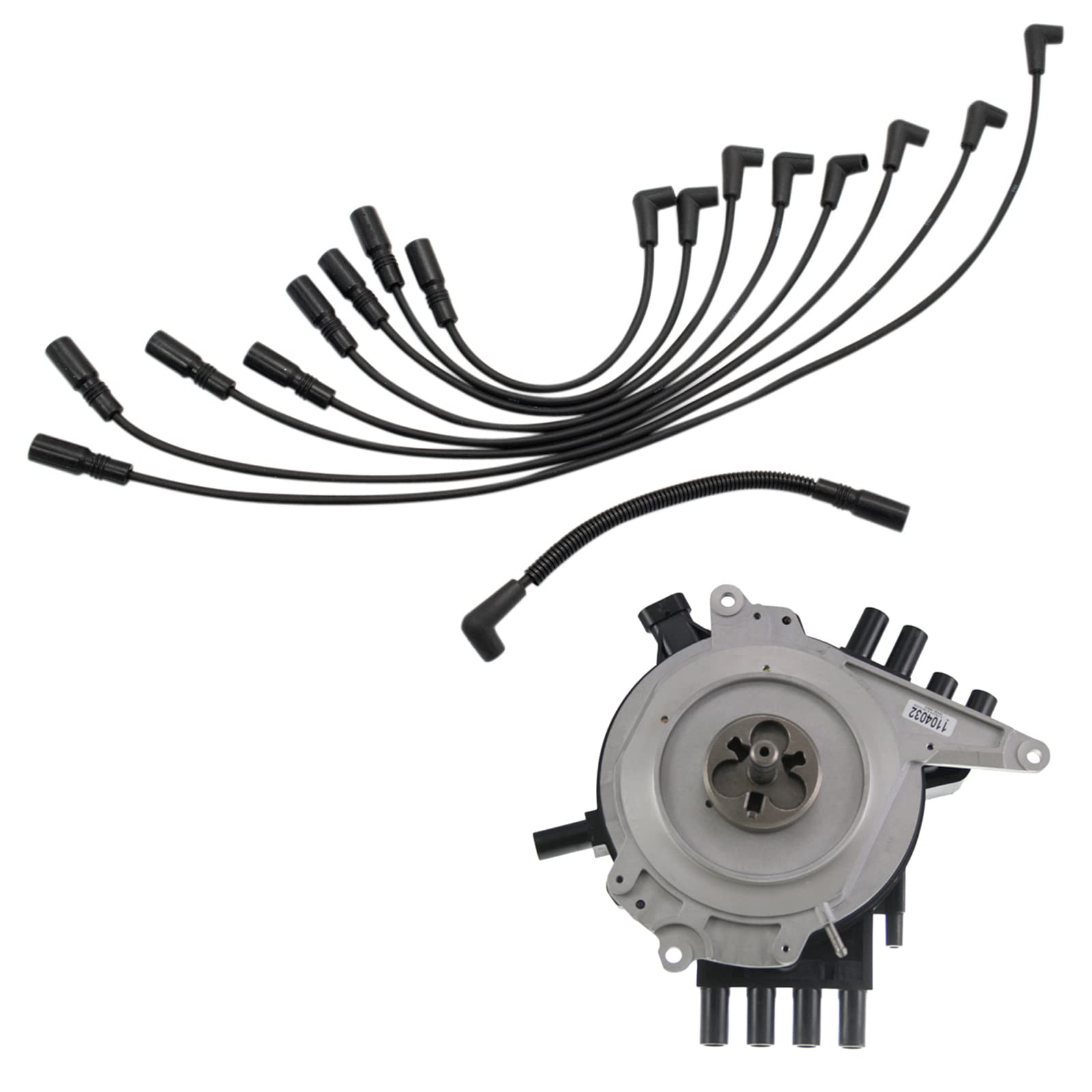 TRQ Engine Ignition Distributor & Spark Plug Wire Set Kit for Chevrolet Camaro Pontiac Firebird 1982-1992 - High Performance Replacement Parts - Perfect for Engine Tune-Up & Restoration Projects