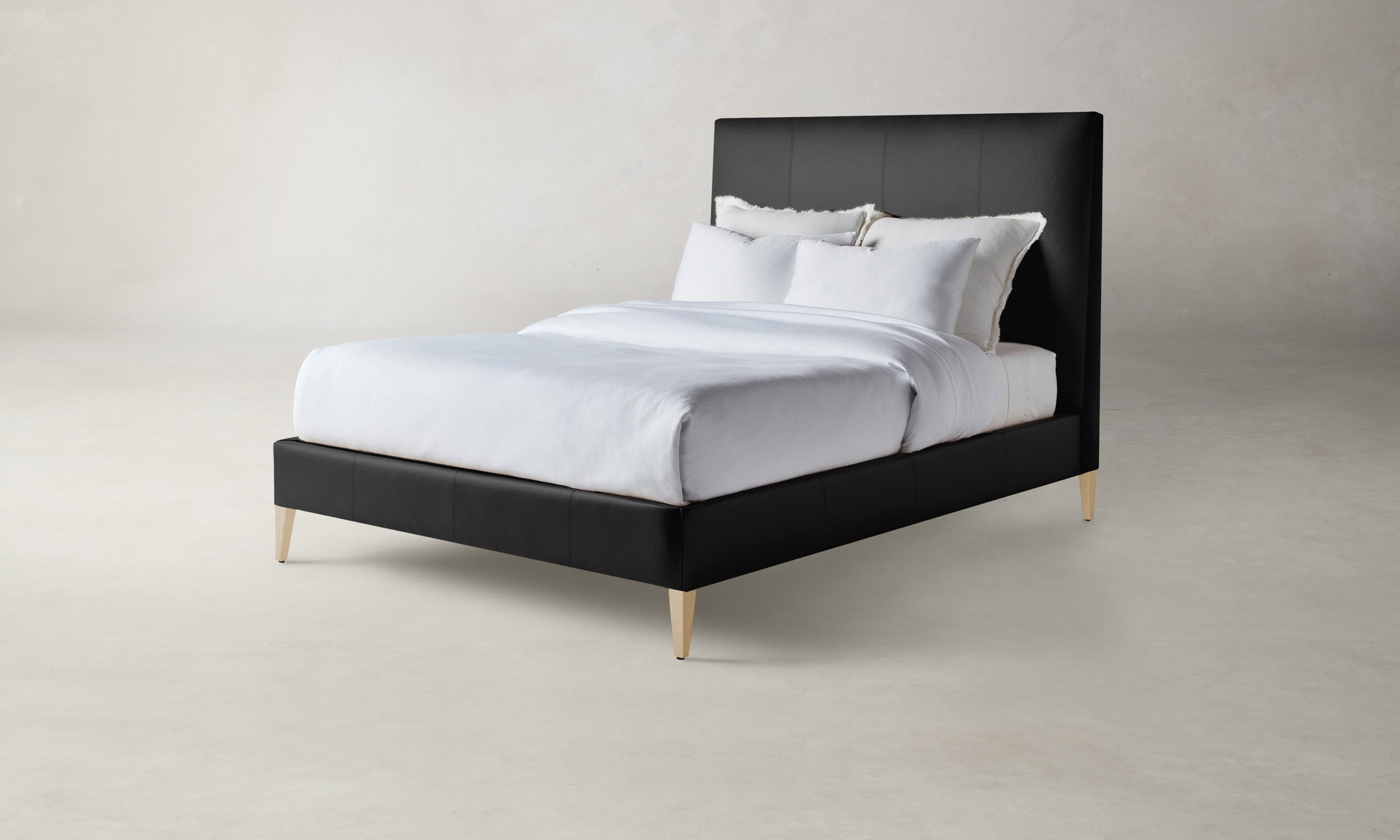 Essex Bed in Pebbled Leather Ink - Luxurious Leather Bed Frame for Modern Bedrooms | Perfect for Master Suites & Guest Rooms