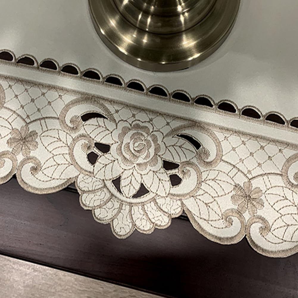 Macrame Table Runners for Party, Cutwork Lace Floral Embroidered Rectangle Table Dresser Scarf, 16x59 Inch, Perfect for Home Dining Room Decor, Wedding, and Holiday Celebrations