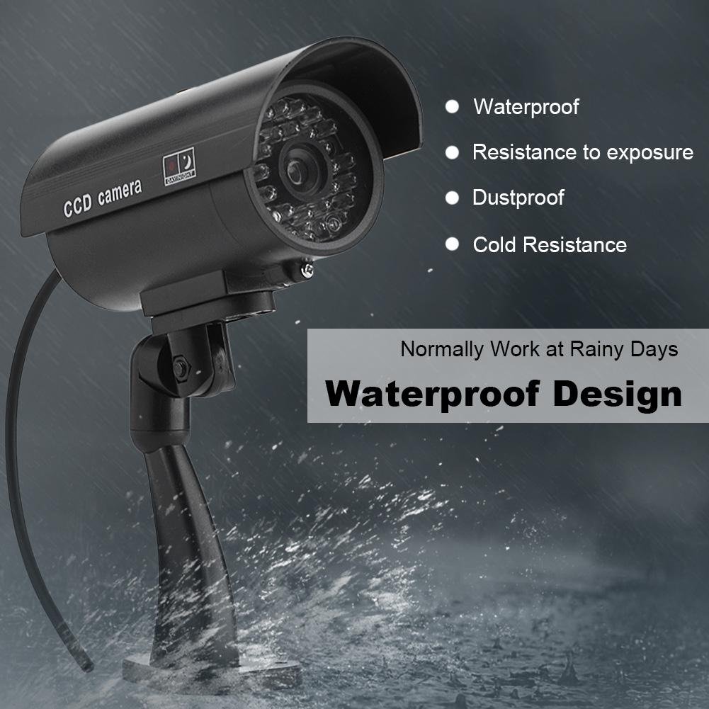 Yunir Fake Security Camera with Flashing LED - Waterproof Wall-Mounted Bullet Dummy Surveillance Camera for Indoor & Outdoor Use - Ideal for Home, Office, and Business Security Deterrence