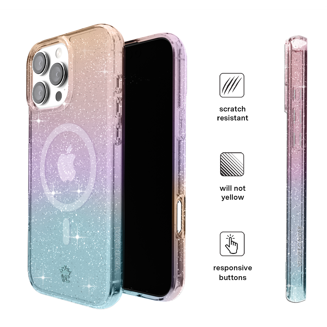 Ombre Stardust Glitter iPhone Case - Sparkling Protective Cover for iPhone 13/14/15 - Trendy Fashion Accessory for Women & Girls - Perfect for Parties, Daily Use & Gift Giving