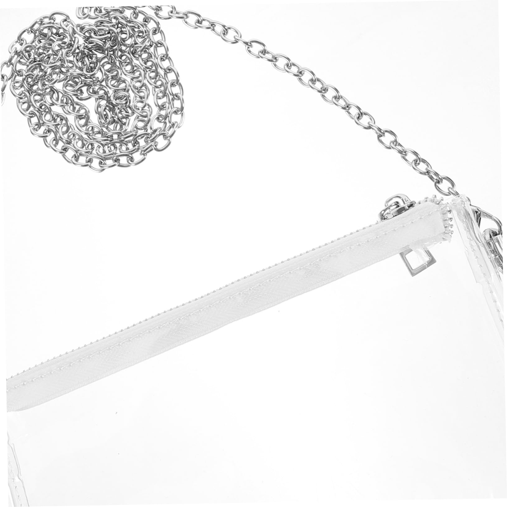 OATIPHO Clear PVC Crossbody Bag - Small Metal Chain Purse for Stadium Events