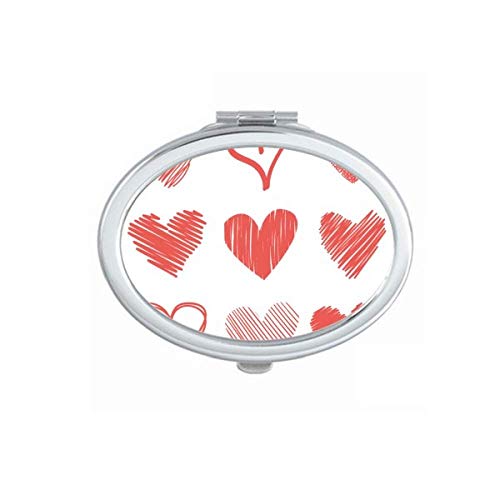 DIYthinker Valentine's Day Heart Design Portable Folding Mirror - Double Sided Makeup Mirror with Sketch Lines, Perfect for Travel, Home Vanity & Romantic Gifts