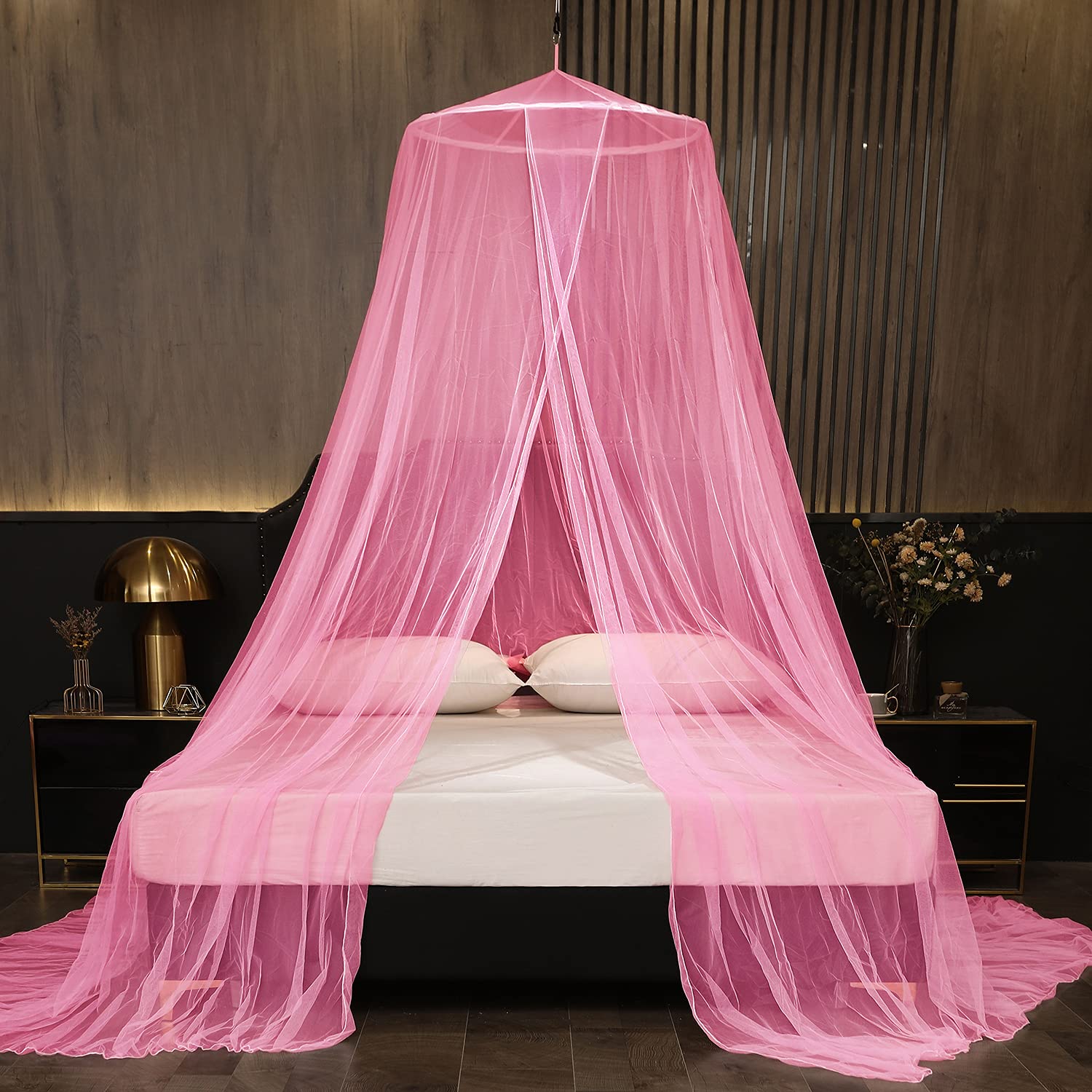 Mengersi Bed Canopy for Girls & Adults - Lace Dome Canopy Curtains for Single, Twin, Full, Queen & King Size Beds - Quick & Easy Installation for Bedroom Decor, Kids Room, Camping & Indoor Play Tent