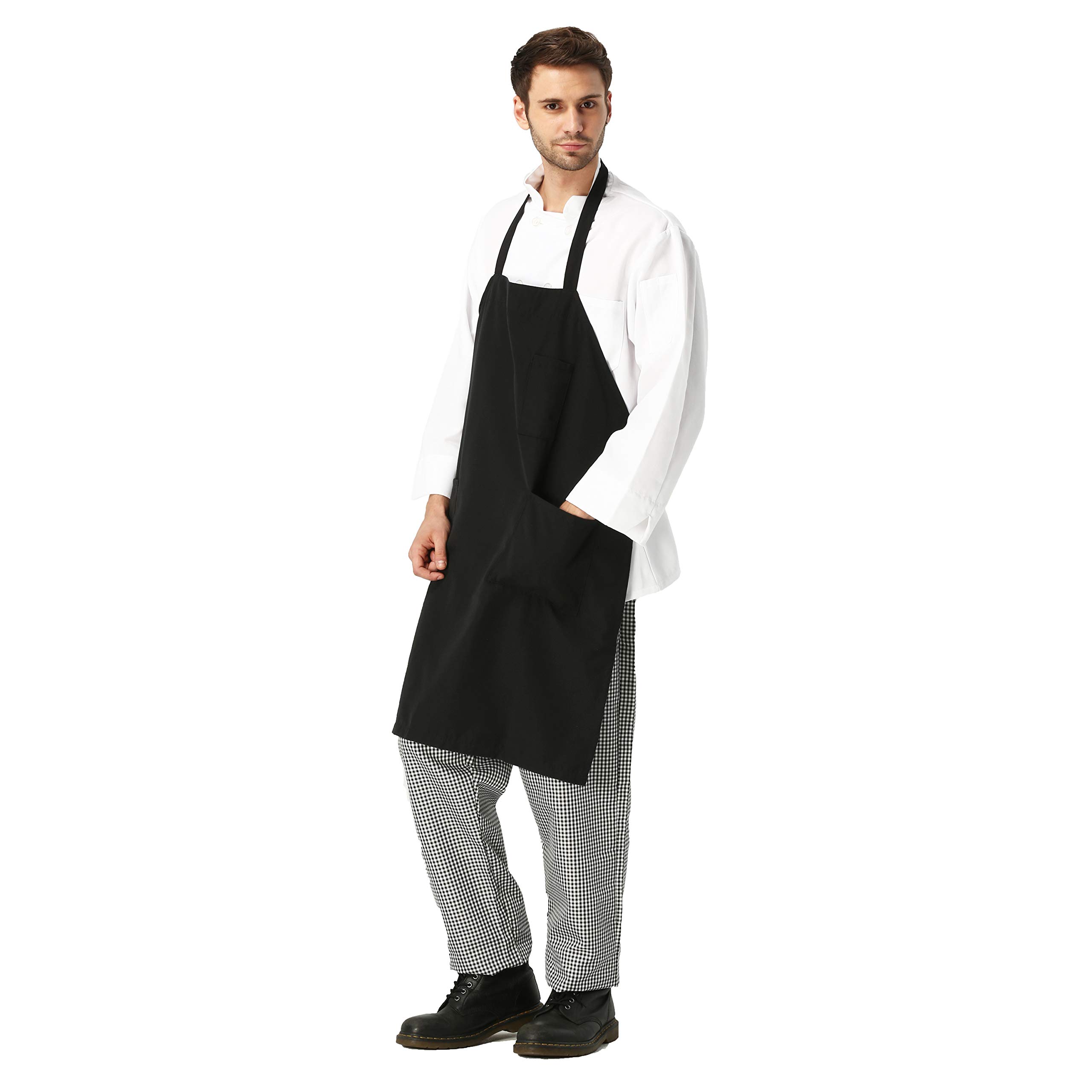 Unisex Black Red Navy BBQ Apron for Cooking & Grilling - Adjustable Chef Apron with Pockets for Restaurant, Home Kitchen & Outdoor Use