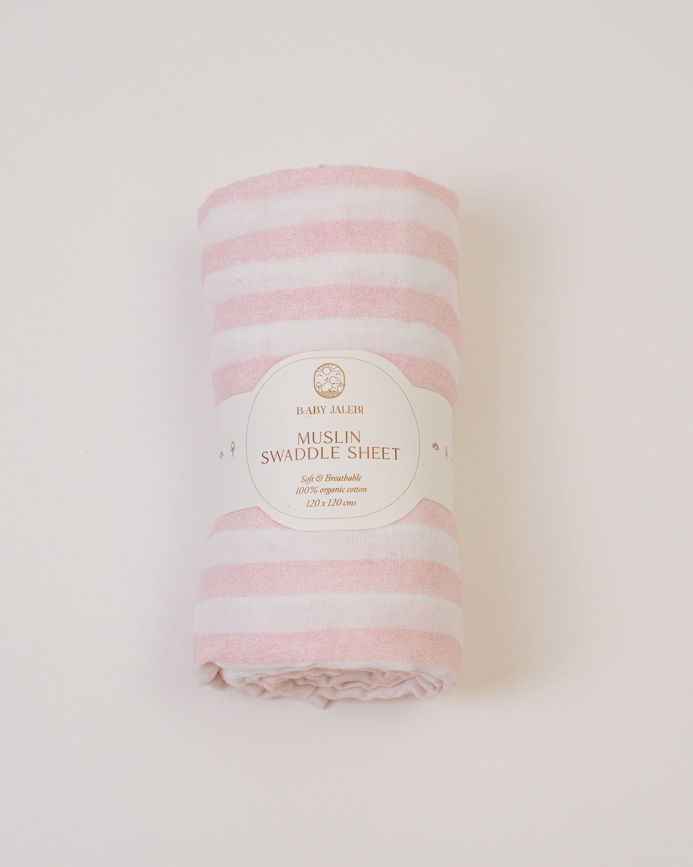 Soft Pink Striped Muslin Swaddle Blanket for Babies - Breathable & Lightweight for Comfortable Sleep, Swaddling, Nursing & Stroller Use