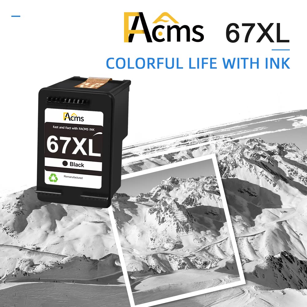 Remanufactured HP 67 XL Black Ink Cartridge Replacement for HP 2700 2722 2725 2752 2755 Plus 4155 Envy 6000 6052 6055 Pro 6400 6455 Printers - High Yield Printing for Home Office & School Projects