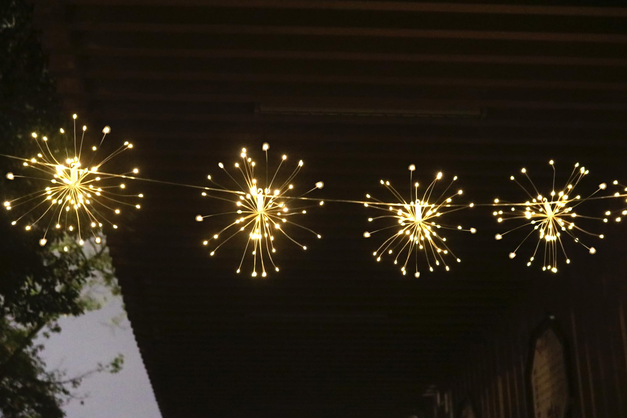 480 LED Starburst Fairy Lights with Remote Control - 4 Connection Copper Wire String Lights, 8 Lighting Modes, Dimmer & Timer - Perfect for Christmas Decorations, Garden Parties, and Indoor/Outdoor Home Lighting