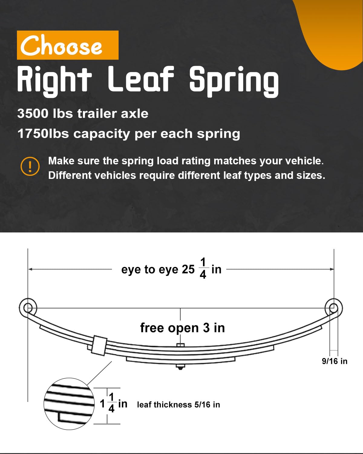 3500lb Single Trailer Axle Leaf Spring Kit - Heavy Duty 4 Leaf Spring with U-Bolt & Hanger Kit for Boat Trailers, Utility Trailers & Campers - Perfect for Towing, Hauling & Off-Road Adventures