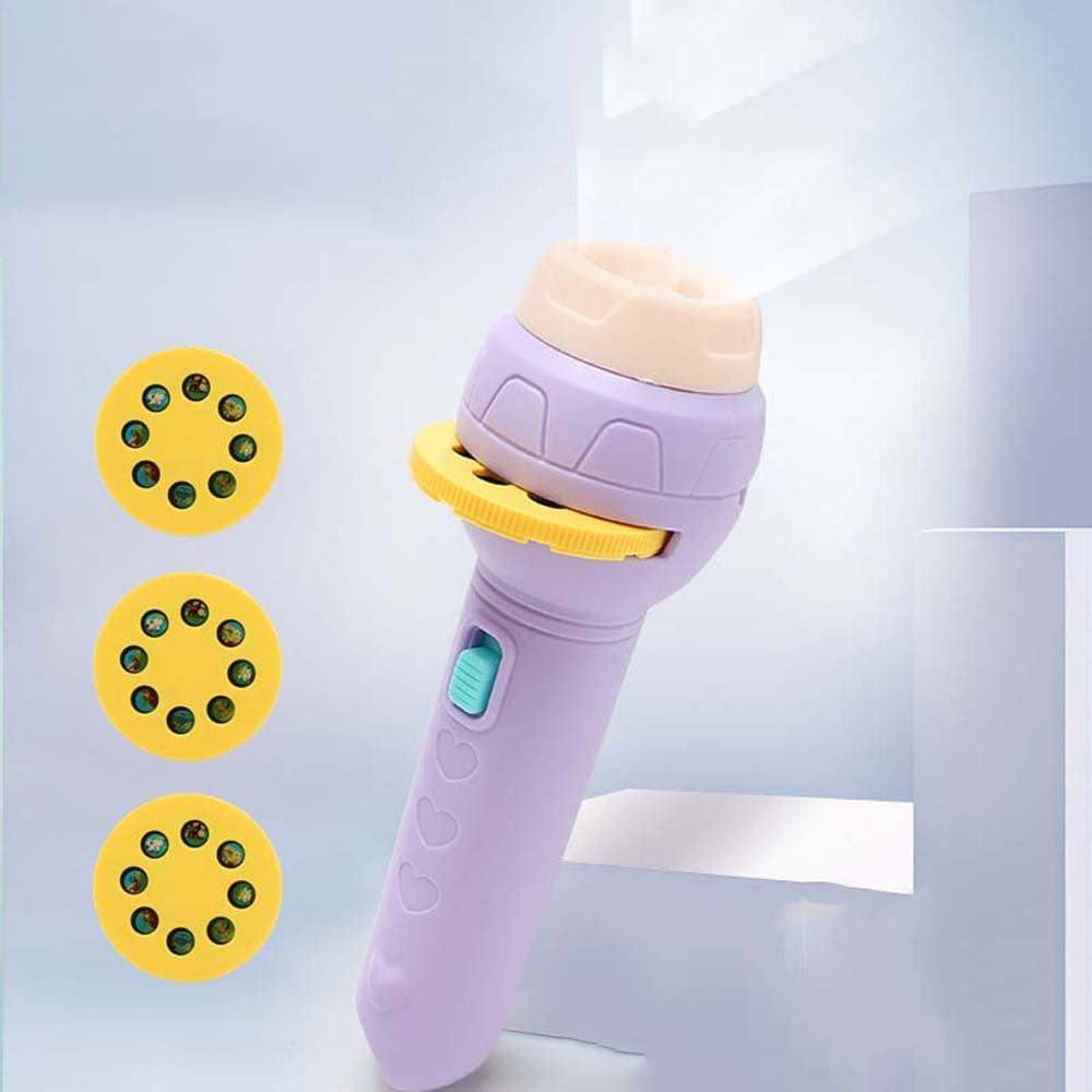 Kids Flashlight Projector Toy - Educational Slide Projector Torch with Bedtime Story Projections, Night Light for Children (Purple) | Perfect for Storytime, Learning & Bedroom Night Light