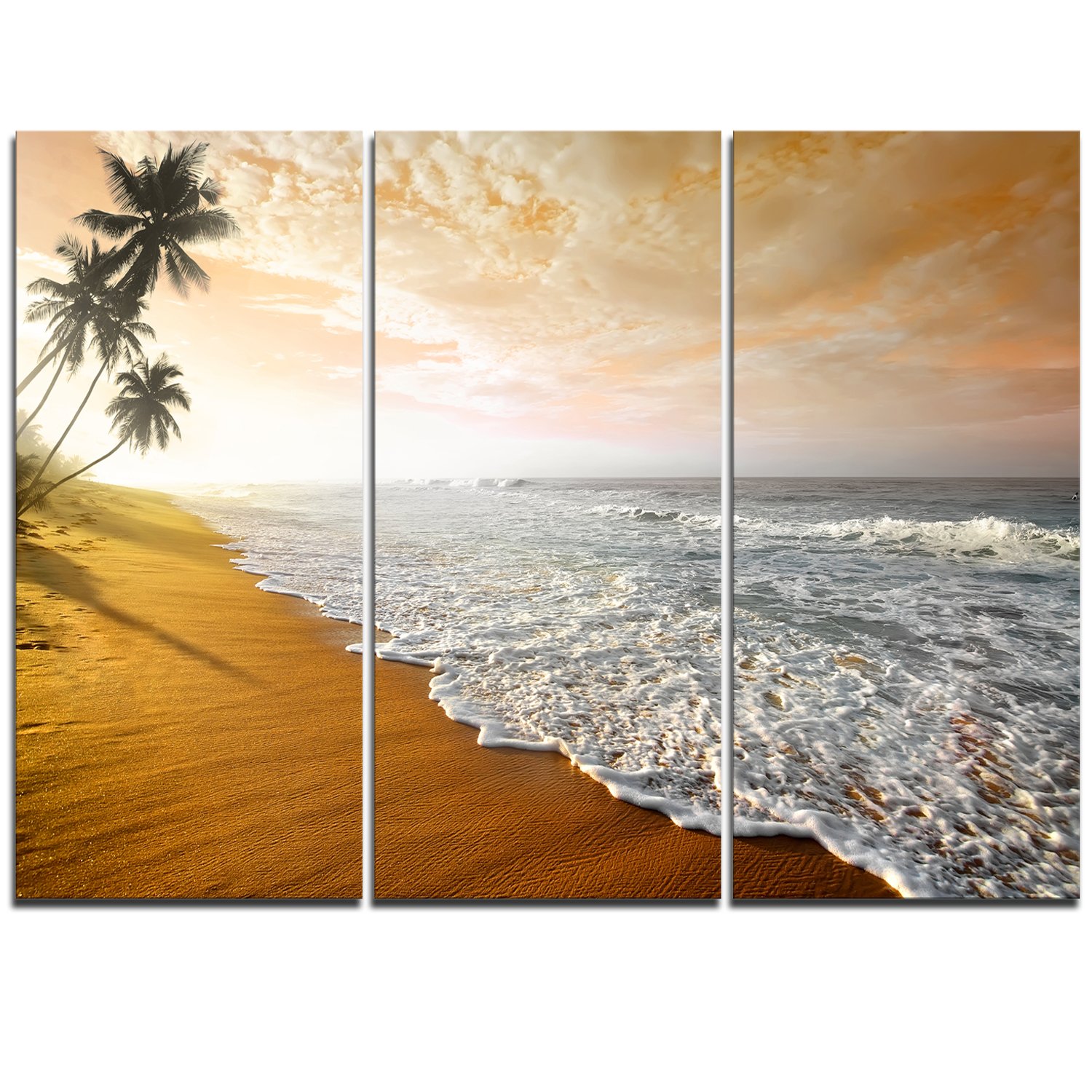 Extra Large Seascape Canvas Wall Art - Wavy Clouds Over Ocean Beach Painting - Perfect for Living Room, Bedroom & Coastal Home Decor