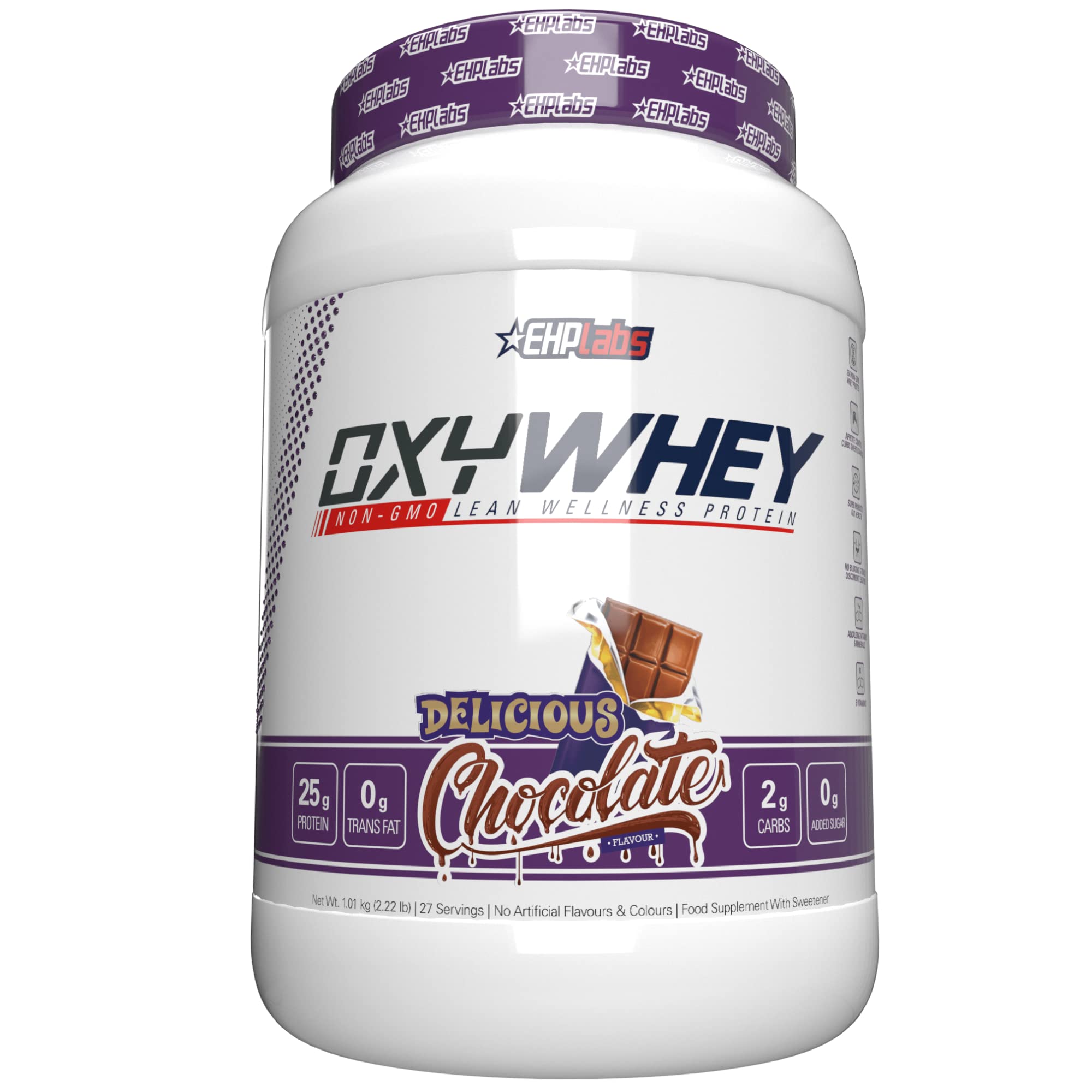 EHPlabs OxyWhey Whey Protein Powder - 25g Whey Protein Isolate, Non-GMO Meal Replacement Shake for Post Workout Recovery, Chocolate Flavor (27 Servings) - Ideal for Gym, Weight Loss & Muscle Building