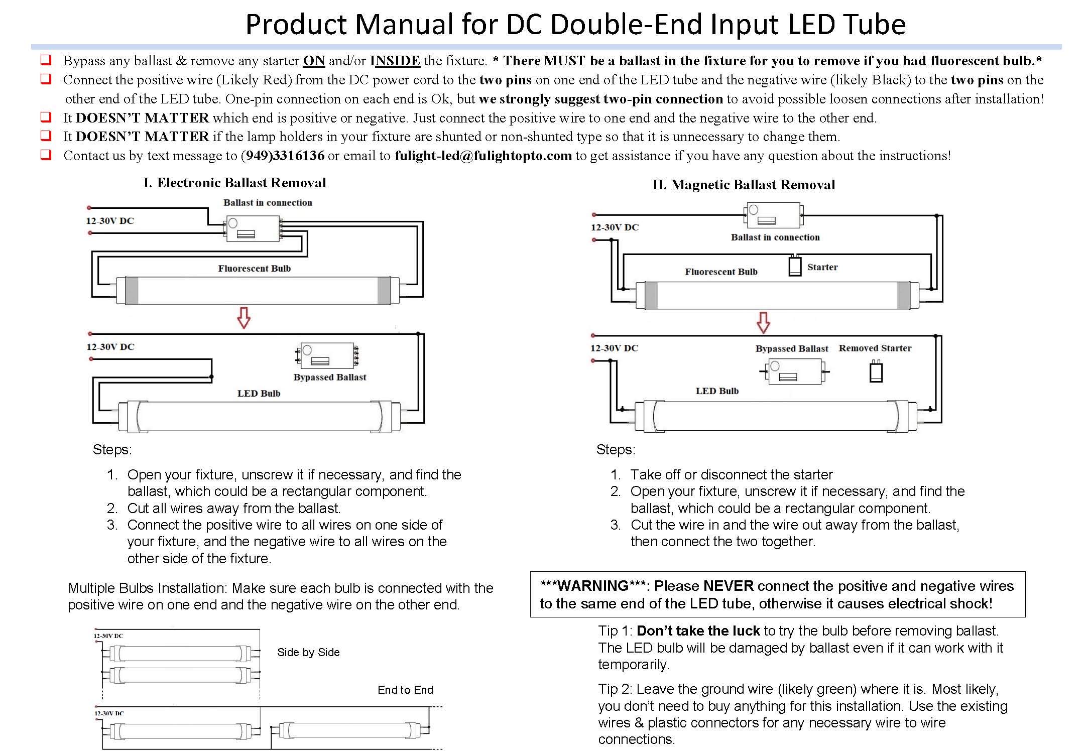 (4-Pack) 18-Inch LED T8 Tube Lights - Type B, 12-30V DC, Rotatable, 7W Cool White 4000K, Double-End Powered with Frosted Cover - Perfect for RV Lighting, Campers, Trailers & Marine Use (Not Plug-and-Play)