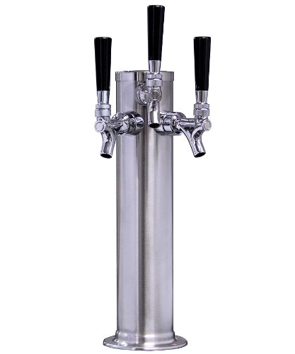 Kegco KC D4743TT-BRUSH Triple Faucet Stainless Steel Draft Beer Tower for Home Bars, Restaurants & Commercial Use - Perfect for Serving 3 Beers Simultaneously