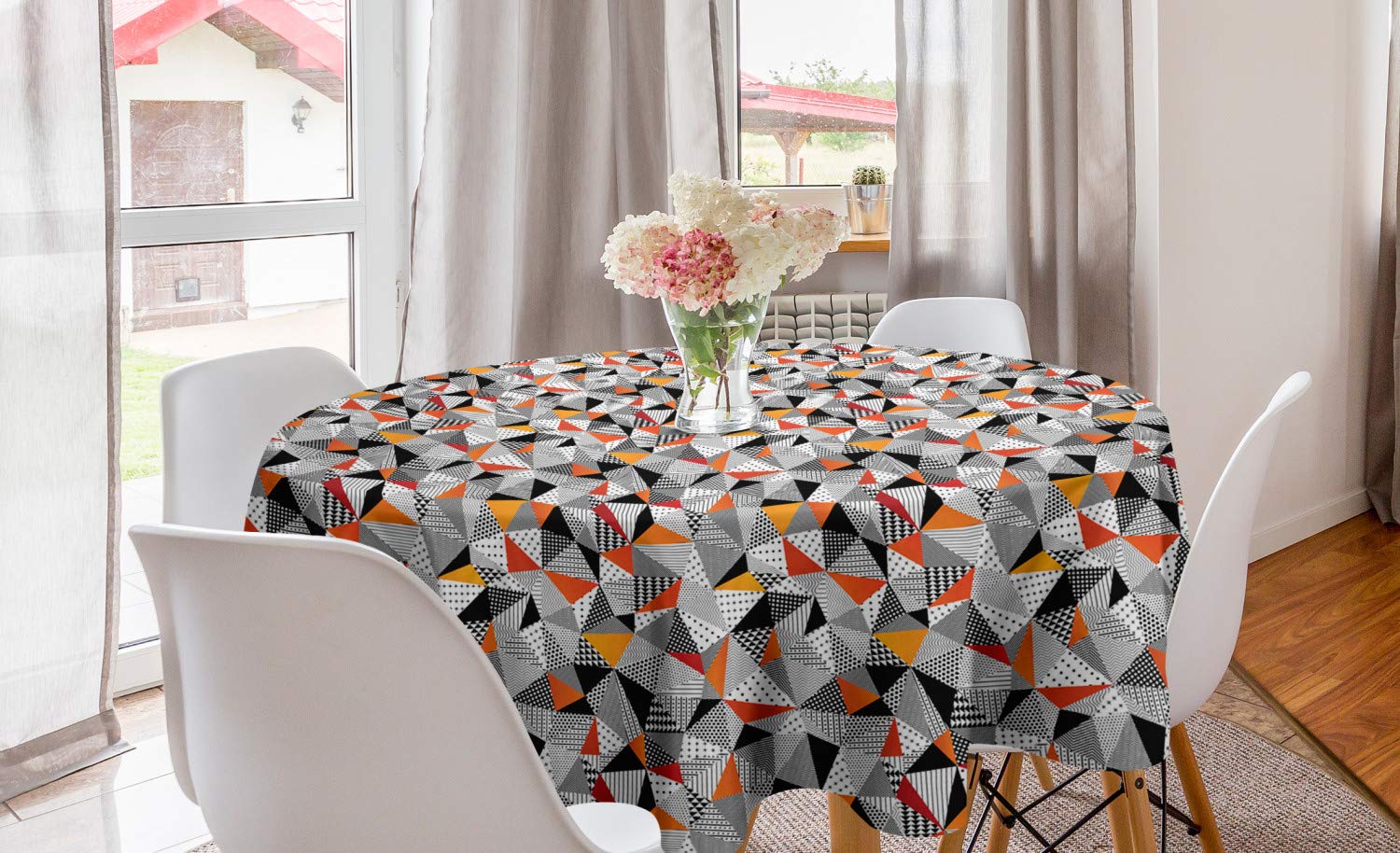 Ambesonne Geometric Round Tablecloth 60