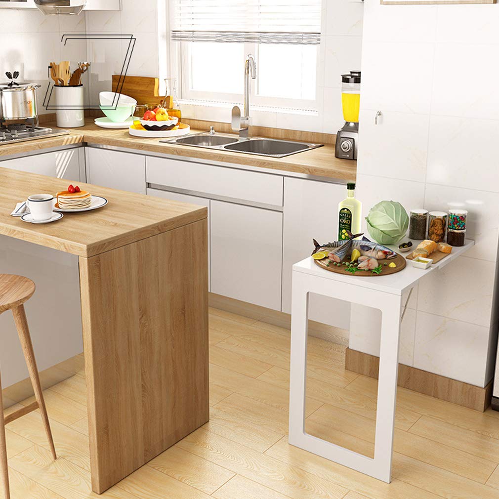 Floating Wall Mounted Folding Table - Invisible Space Saving Workbench, Laptop Desk, Kitchen Dining Table with Convertible Chalkboard & Photo Frame - White | Perfect for Small Apartments, Home Office & Kitchen Use