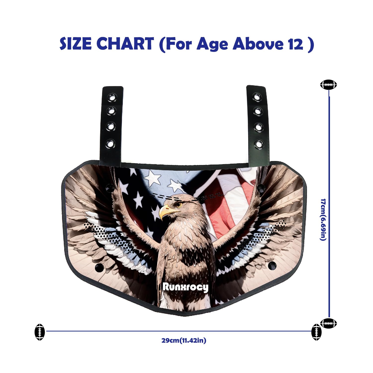 Runxrocy Football Back Plate - Adult Back Protection Pads for Football Players - Rear Protective Gear for Training & Games - Durable Safety Equipment for Tackles & Contact Sports