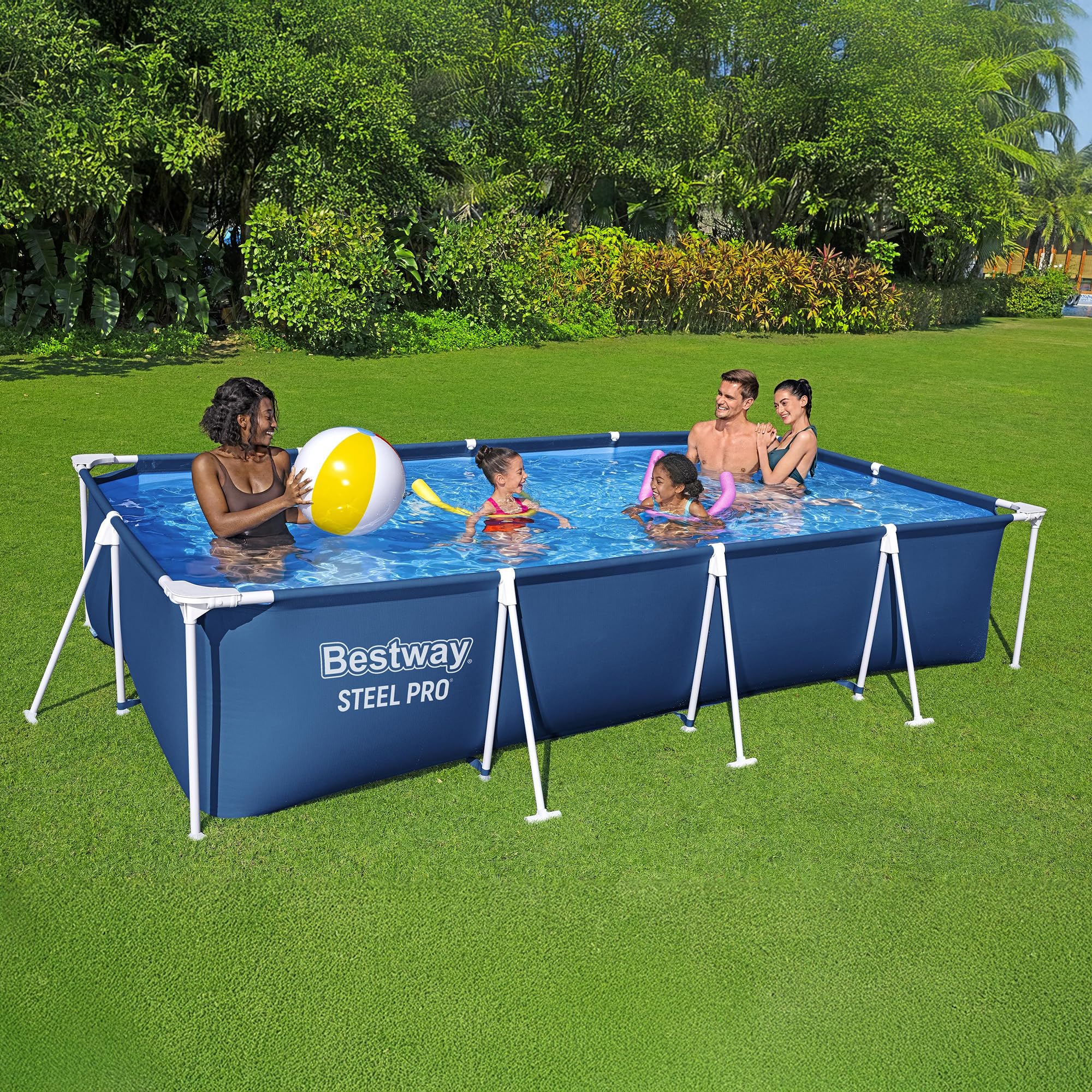 Bestway Steel Pro 13ft x 32in Rectangular Above Ground Outdoor Pool - Heavy Duty Steel Frame, 1,506 Gallon Capacity, Durable Vinyl Liner, Blue - Perfect for Backyard Swimming, Family Fun, and Summer Relaxation