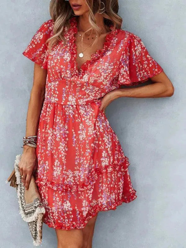 Floral Women's Mini Day Dress - Summer Casual Sundress for Beach, Brunch & Outdoor Activities