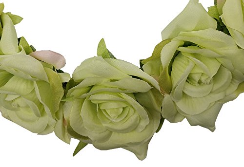 Sanrich Realistic Rose Flower Crown Headband for Women & Girls - Light Green Fake Floral Hair Wreath for Maternity Photoshoots, Bridal Accessories, Pet Costumes & Boho Fashion