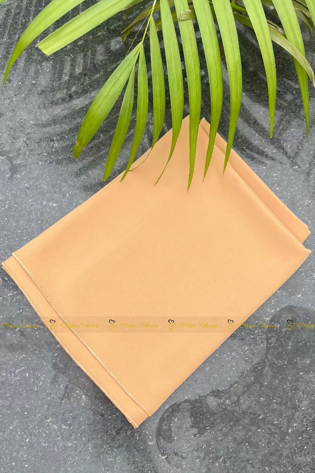 Golden Georgette Hijab - Lightweight & Breathable Muslim Scarf for Women - Perfect for Daily Wear, Prayer, and Special Occasions