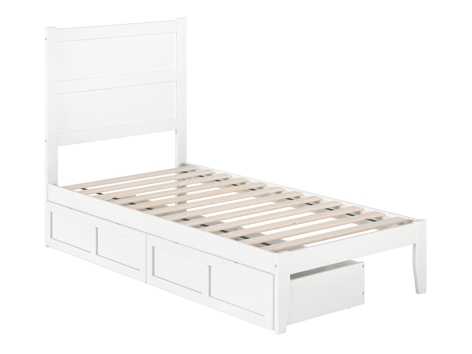 AFI NoHo Twin Size Platform Bed with Storage Drawers & USB Charging Station - White Wooden Frame for Small Space Bedroom, Dorm Room or Guest Room