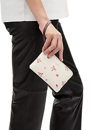 Coach Corner Zip Wristlet with Bow Print - Stylish Crossbody Bag for Women | Perfect for Everyday Use, Travel & Shopping
