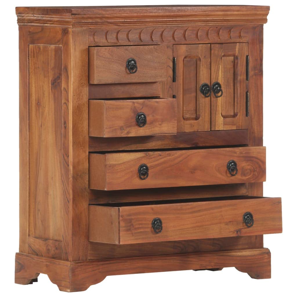 Freestanding Acacia Wood Storage Cabinet with Doors - 24.4