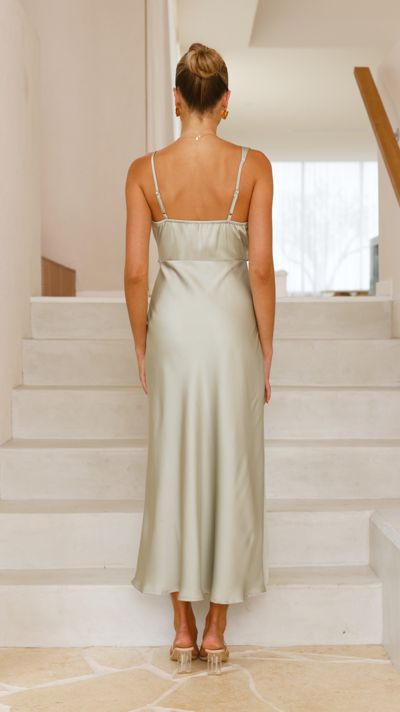 Audrey Women's Olive Maxi Dress - Elegant Long Flowy Dress for Summer, Beach, Party & Casual Wear