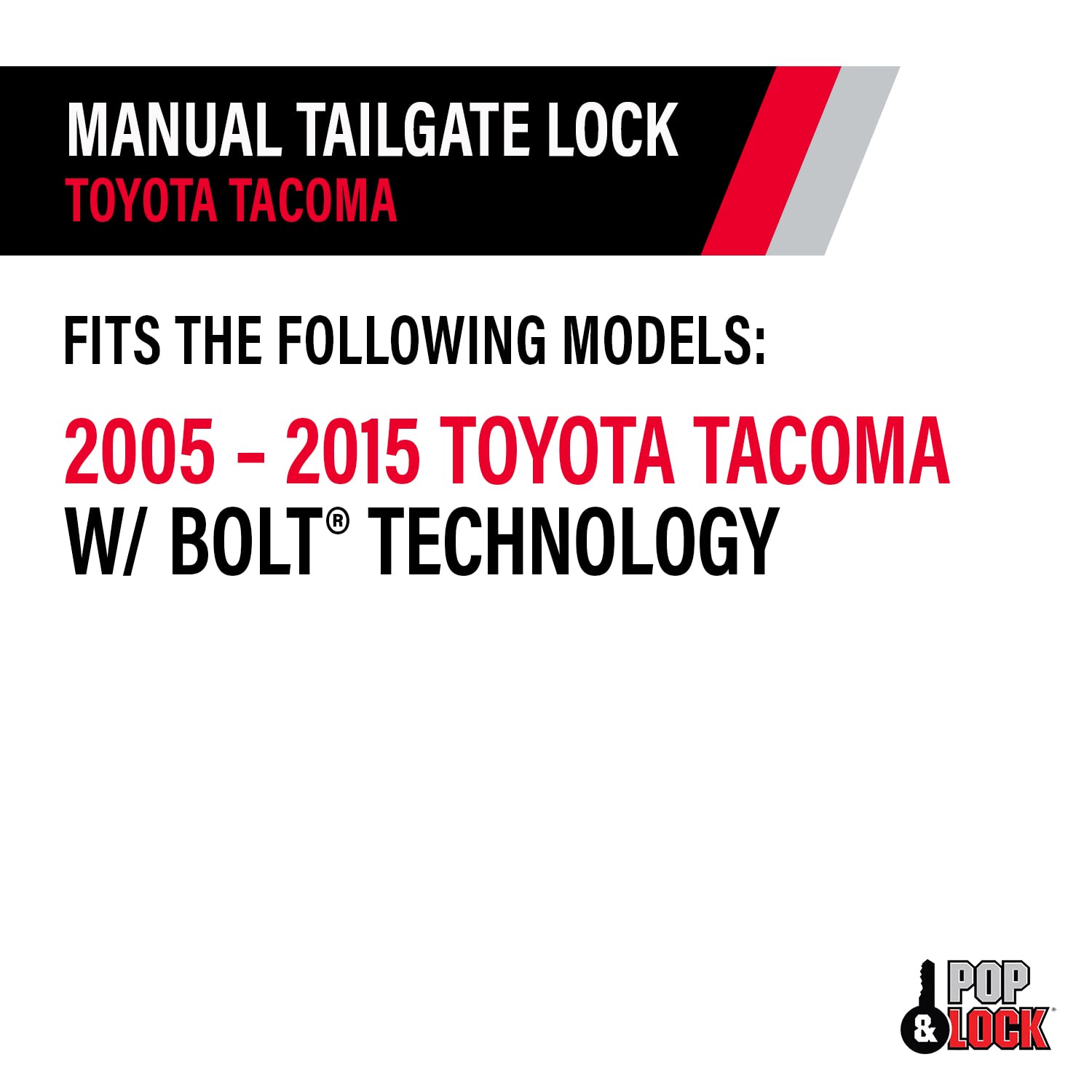 Pop & Lock PL5400 Black Manual Tailgate Lock with Bolt Codeable Technology for Toyota Tacoma - Secure Your Truck Bed for Camping, Work & Outdoor Adventures