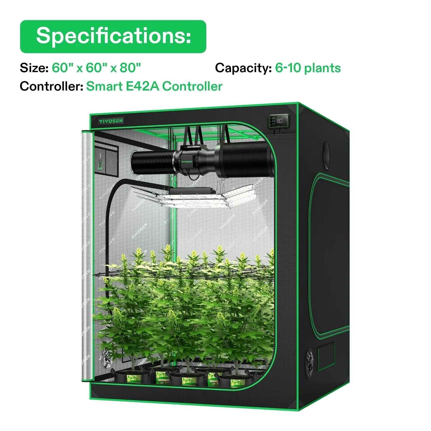 Vivosun Smart Grow Tent Kit for Indoor Plants - 5' x 5' Hydroponic System with 6 Plant Capacity | Perfect for Home Gardening, Greenhouse Cultivation & Indoor Farming