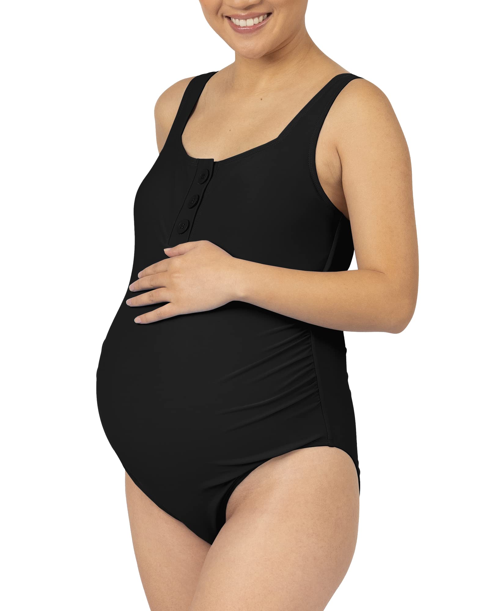 Kindred Bravely Henley One Piece Maternity Swimsuit - Comfortable & Stylish Maternity Swimwear for Pregnant Women | Perfect for Beach, Pool & Pregnancy Photos