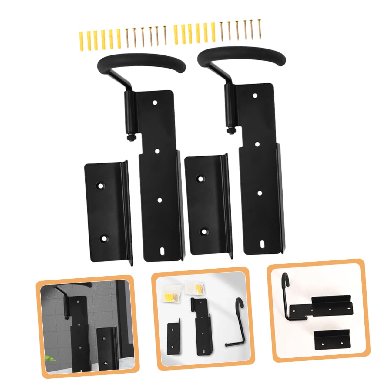 Sturdy IWOWHERO Garage Bike Hangers - 2 Pack Wall Mounted Bike Storage Rack, Heavy Duty Metal Bike Hooks for MTB, Road & Folding Bikes - Easy Installation, Space Saving Solution for Home, Garage & Shed Organization