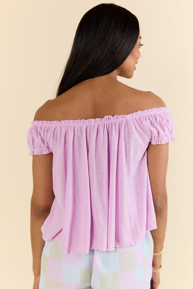 Minimalist Purple Off-Shoulder Knit Top for Women - Elegant Casual & Party Wear - Perfect for Date Nights, Vacations & Summer Outfits