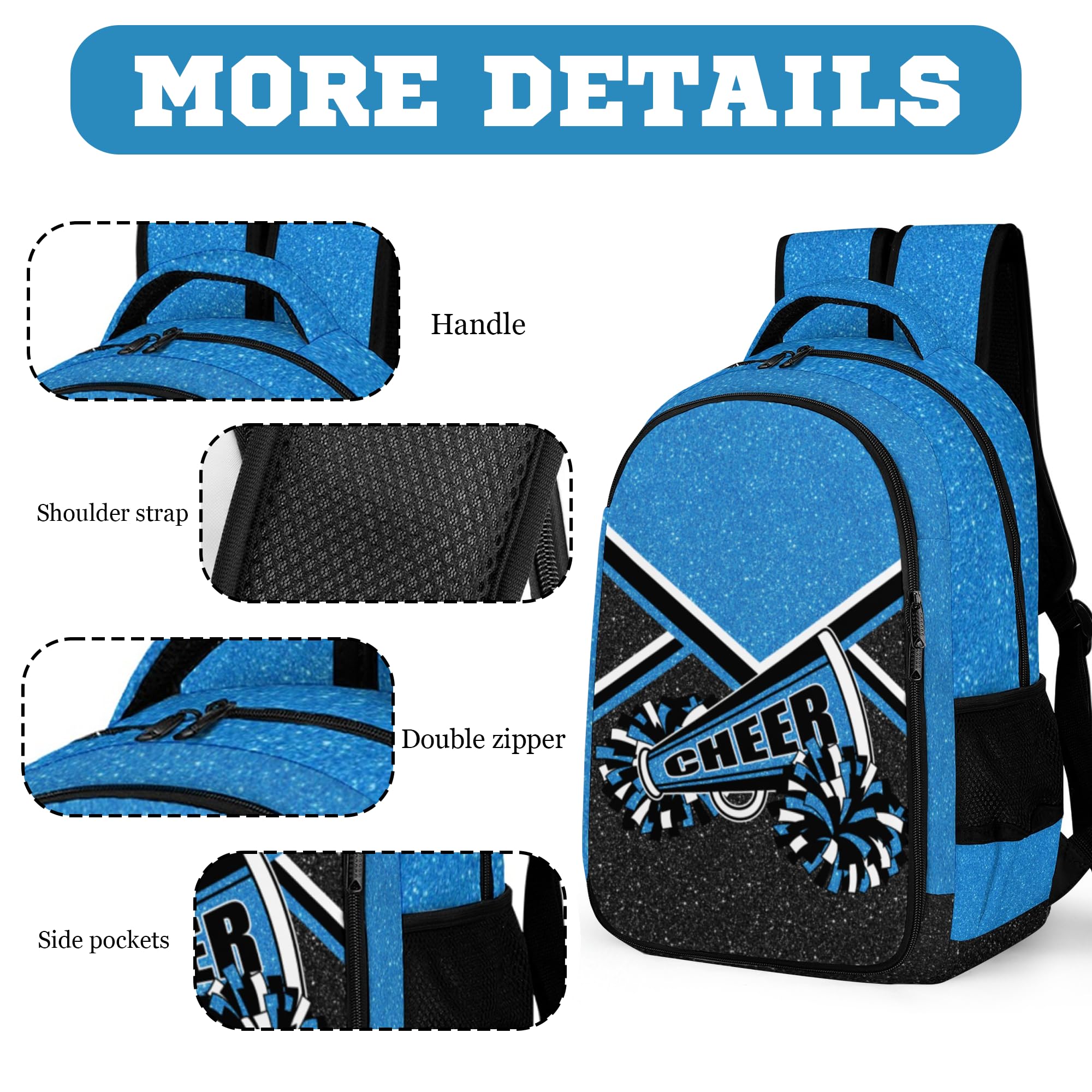 Cheerleading Backpack for Women & Teams - Durable Blue Cheerleader Backpack with Pockets - Perfect for Gym, Practice & Competition