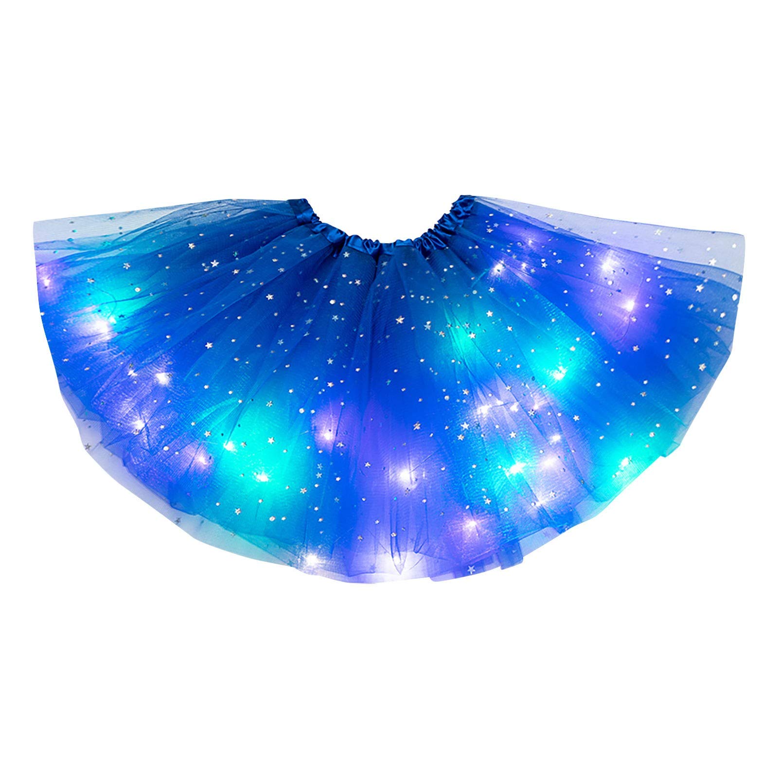 queshizhe LED Lights Skirt - Women's Puffy Ballerina Skirt with Star Mesh Layers | Perfect for Rave, Cosplay, and Festival Outfits