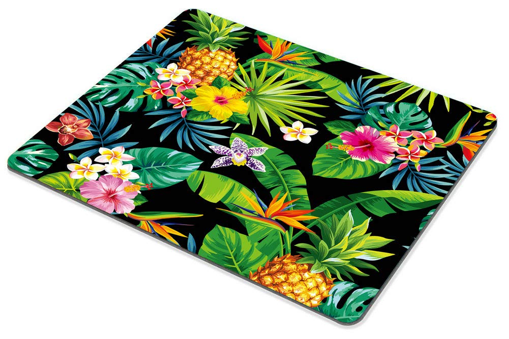 Custom Smooffly Hawaiian Pineapple Mouse Pad - Tropical Palm Leaves & Flowers Design, Non-Slip Rubber Gaming Mouse Mat for Computer & Laptop - Perfect for Office, Home & Gaming Setup