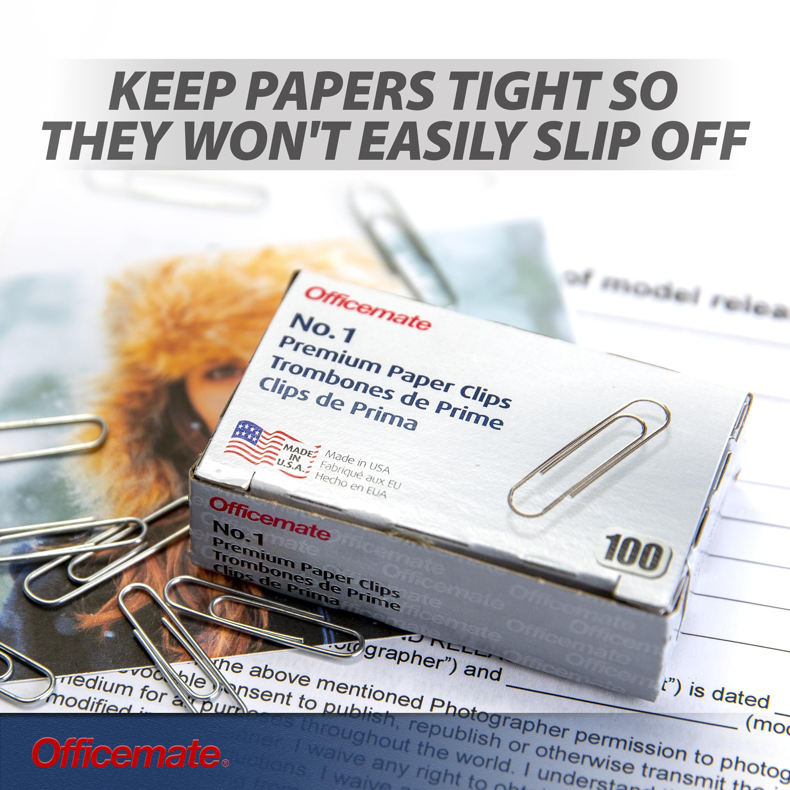 Officemate Premium #1 Silver Paper Clips - 1000 Count (10 Boxes of 100) for Office, School & Home Organization - Perfect for Documents, Bills & Craft Projects