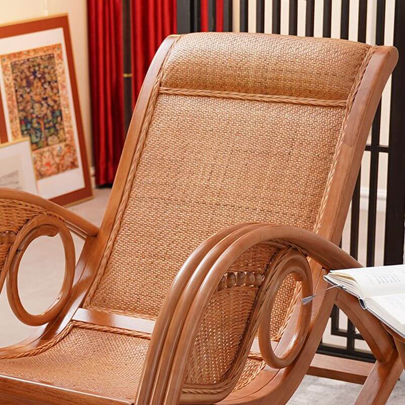 Natural Wood Rocking Chair with Cushioned Seat & Track Arms - Comfortable Nursery Glider for Baby Room, Living Room or Bedroom - Perfect for Breastfeeding, Reading & Relaxing