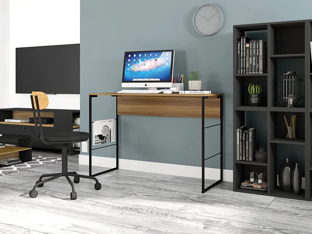 47 Inch Vintage Wooden Student Desk for Bedroom - Home Office Computer Desk with Storage | Study Writing Work Table for Teens & Adults | Easy to Assemble | Perfect for Small Spaces, Dorm Rooms & Home Offices