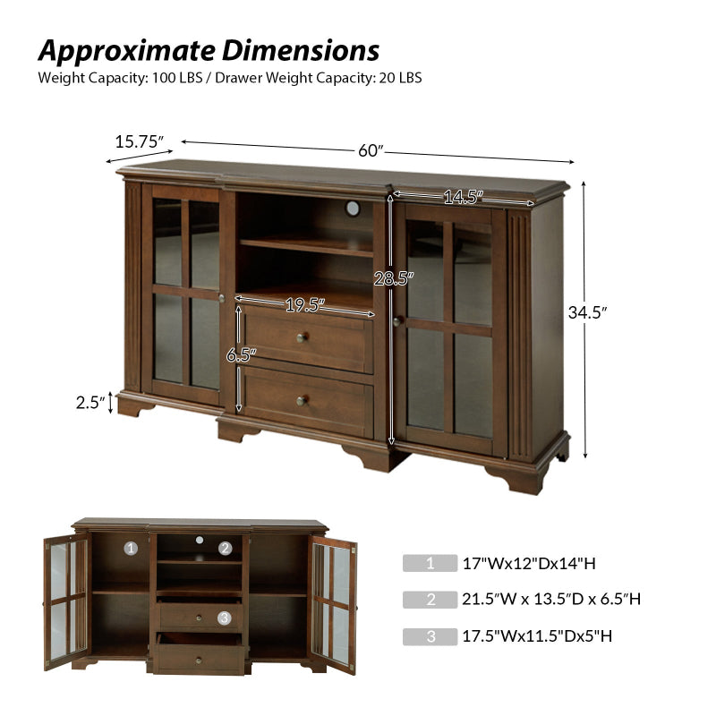 Curzia TV Stand for 65 Inch TVs - Modern Entertainment Center with Storage Shelves for Living Room, Bedroom & Home Theater