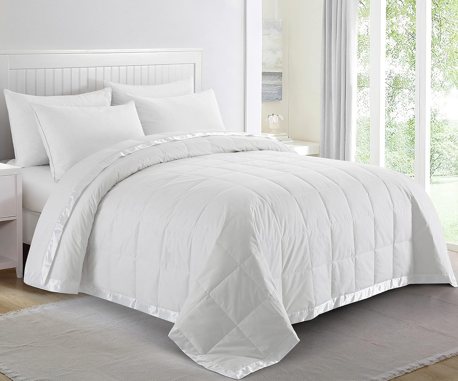 Premium Queen Size Feather Down Pillows & Down Comforter Set - Ultra Soft & Hypoallergenic for Luxurious Bedroom Comfort