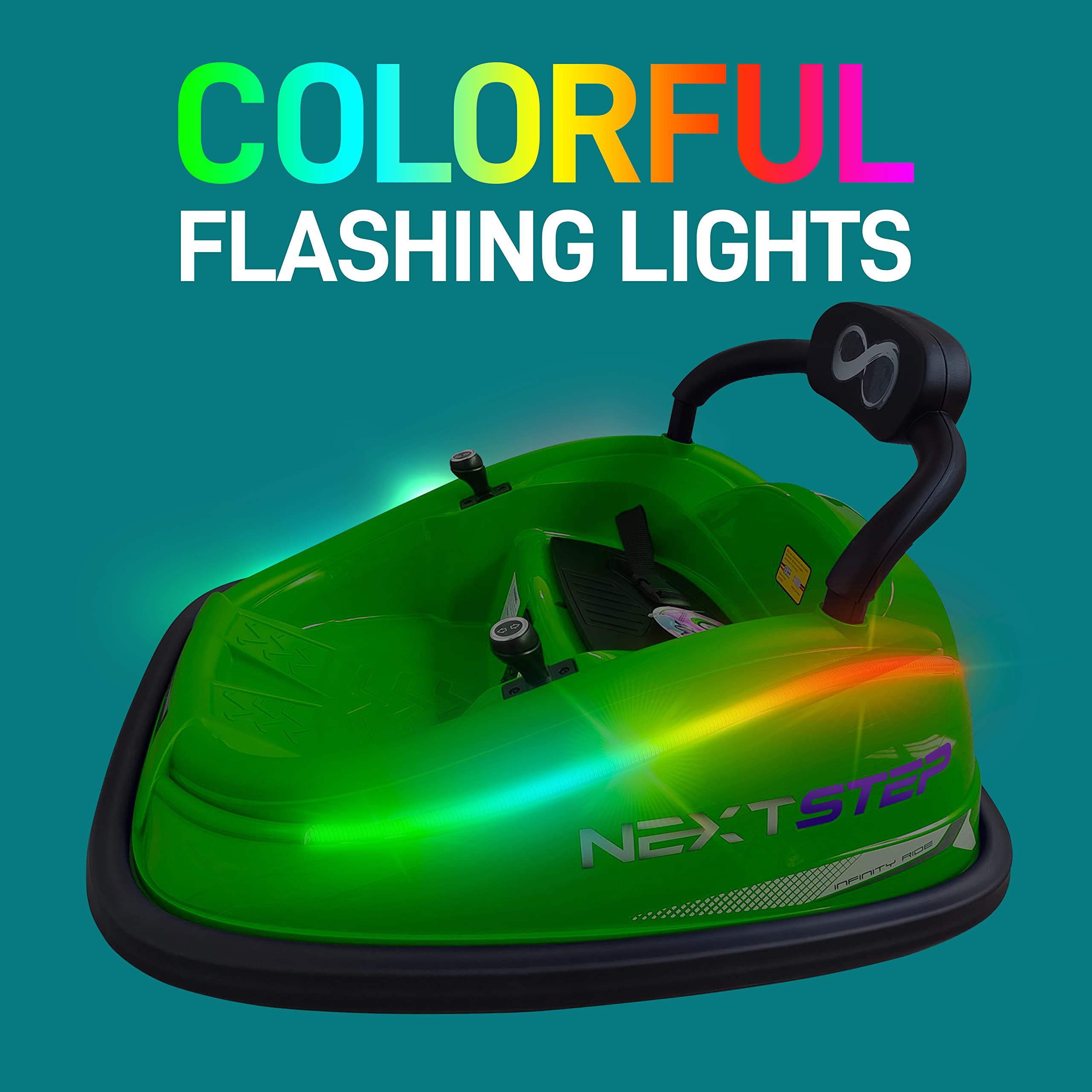 Electric Bumper Car for Kids - 12V Rechargeable Battery Powered Ride On Toy with 2 Speed Modes, Parent Remote Control & Safety Belt | 360° Spin, LED Lights, Dual Joystick | Indoor & Outdoor Play for Toddlers (Green)