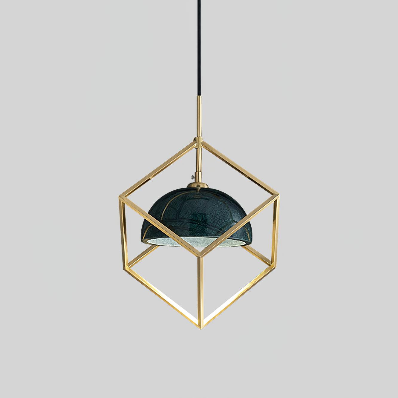 Modern Square Pendant Lamp - LED Hanging Light Fixture for Kitchen Island, Dining Room & Bedroom - Industrial Vintage Lantern Style Ceiling Light (Black)