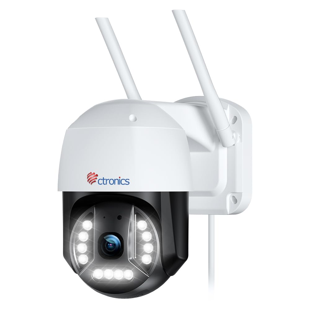 Ctronics 4K 8MP Outdoor Security Camera with Smart Human/Vehicle Detection - 2.4/5GHz WiFi IP66 Weatherproof Surveillance Camera, Auto Tracking, 65ft Color Night Vision, Two-Way Audio - Ideal for Home Security, Garage Monitoring & Business Protection