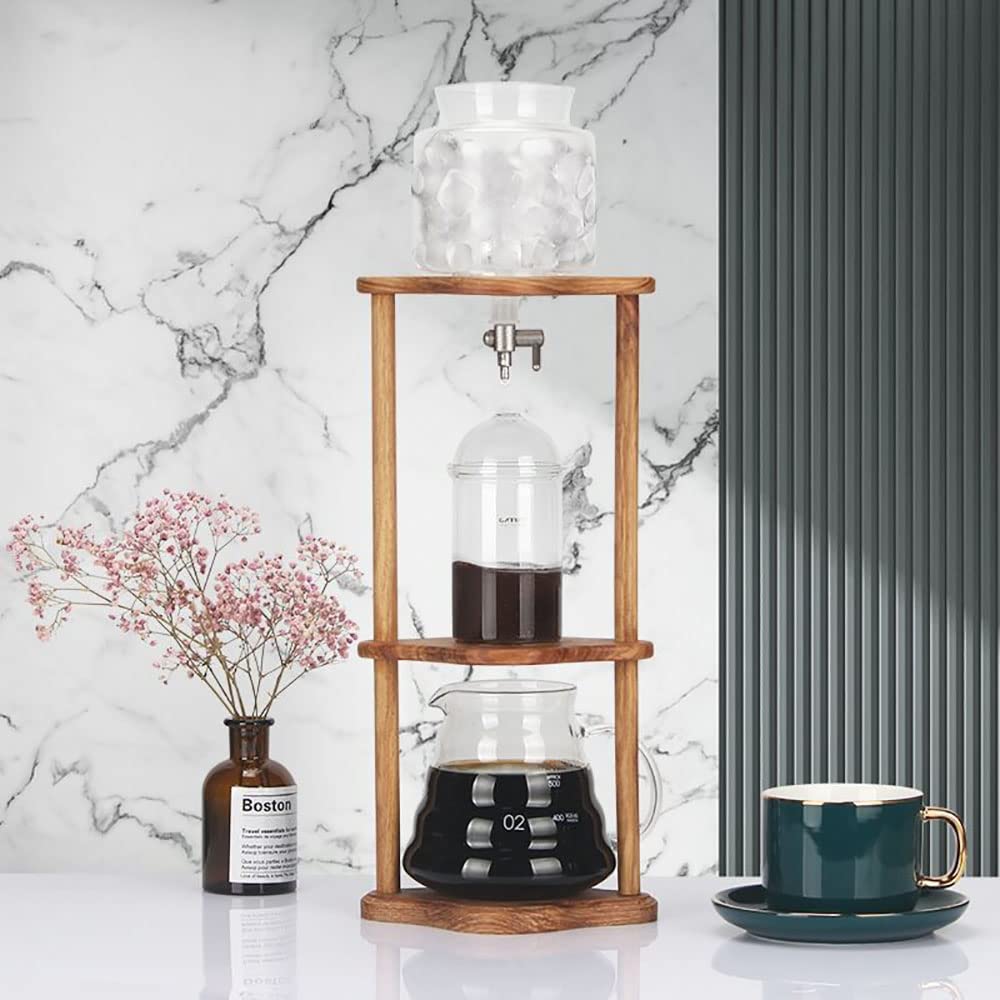 Premium 600ml Ice Drip Cold Brew Coffee Maker - Wooden Tower for Home, Office & Cafe | Slow Drip Coffee Brewer for Iced Coffee Lovers | Perfect for Morning Brews, Afternoon Refreshments & Entertaining Guests