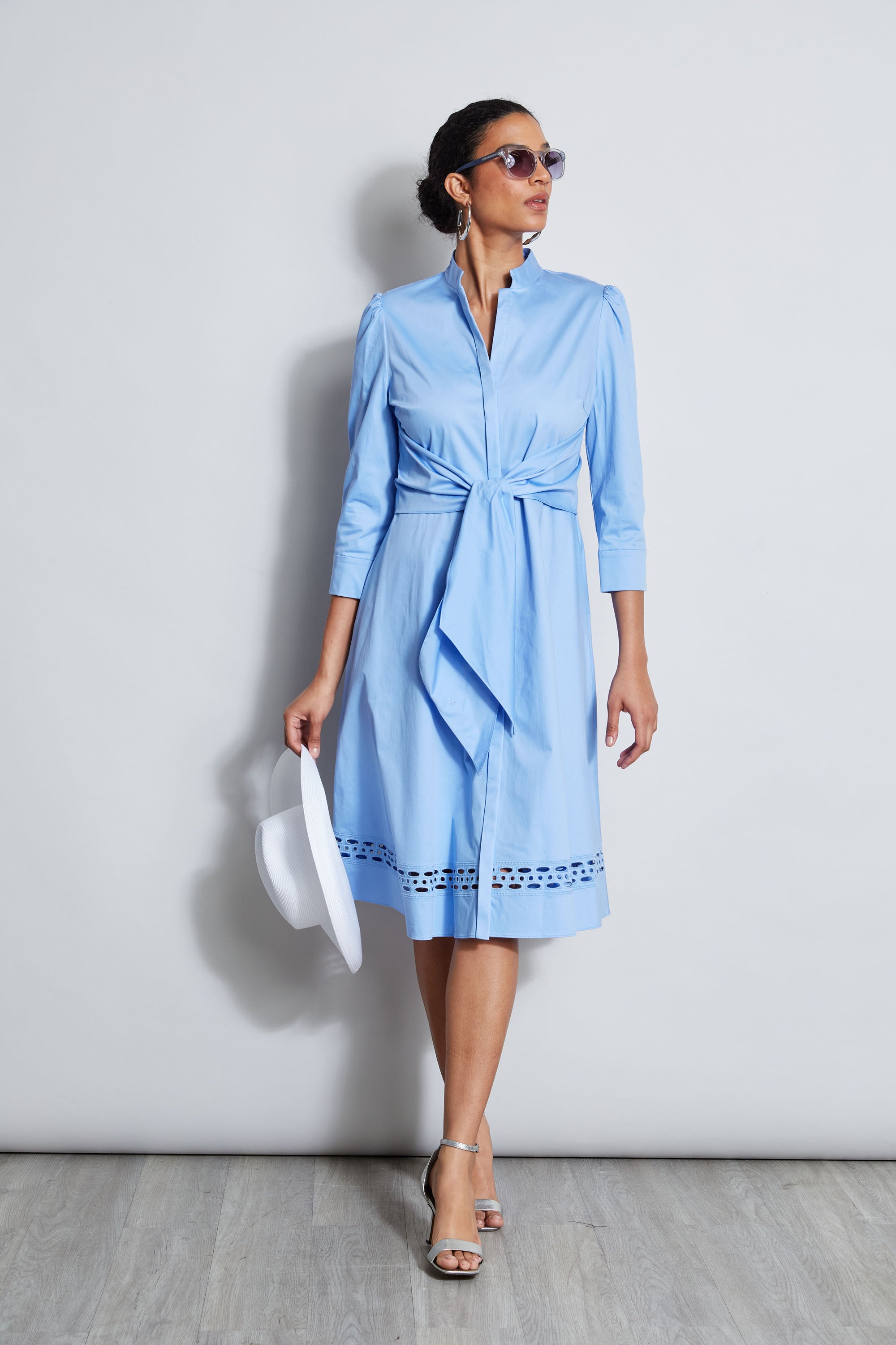 Women's Floral Print Tie-Waist Cotton Midi Dress - Casual Summer Dress for Beach, Brunch & Outdoor Activities