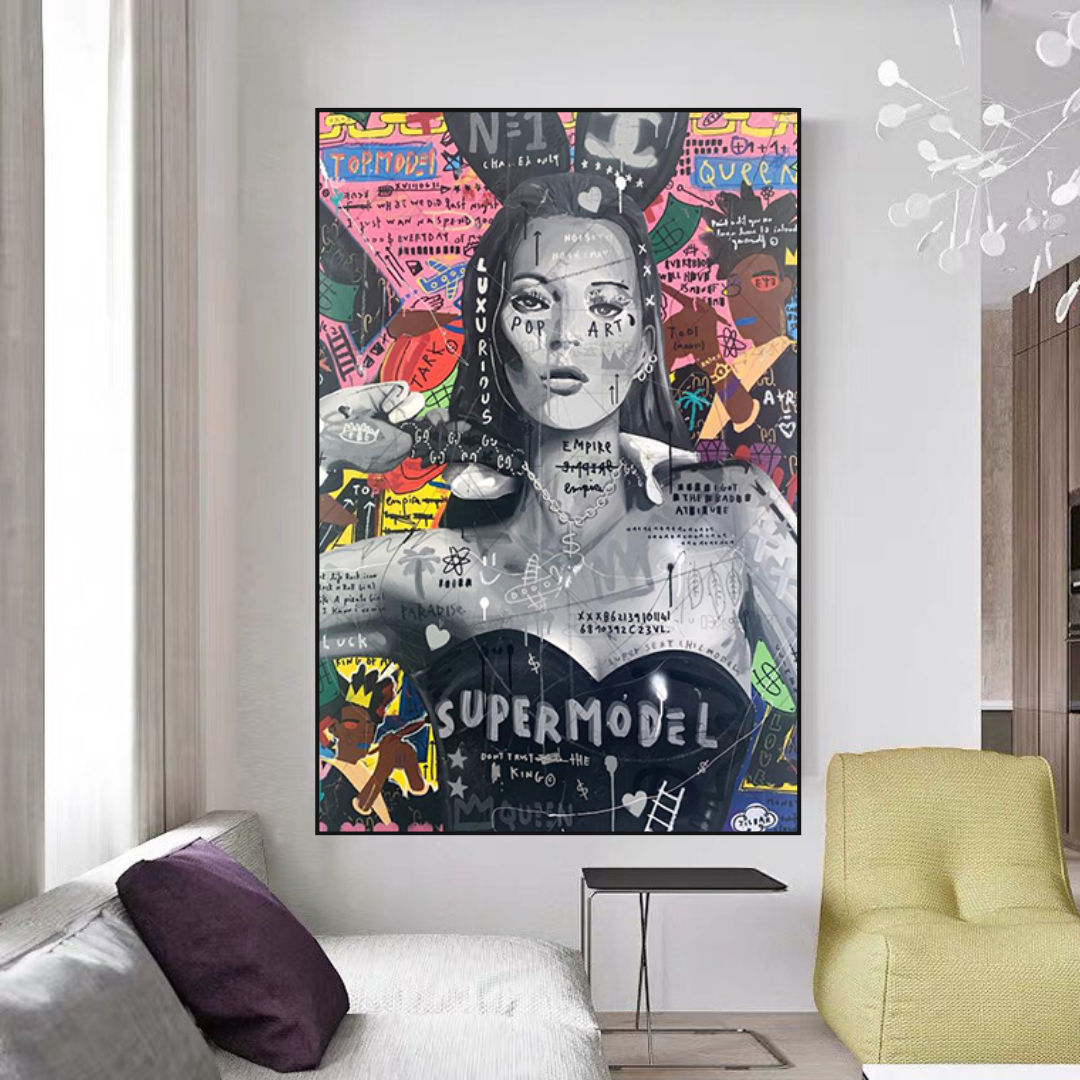 Banksy Kate Moss Graffiti Canvas Wall Art Print - Urban Street Art Decor for Living Room, Bedroom & Office